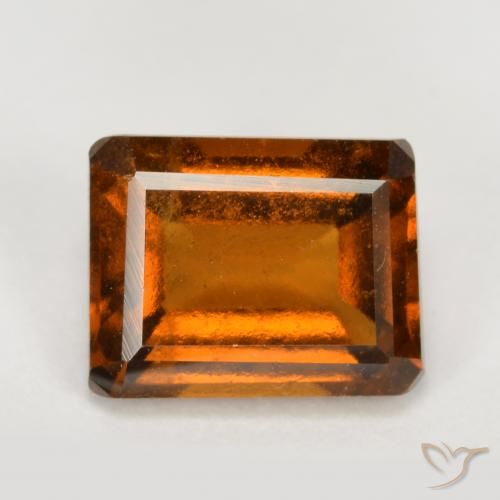 2.12ct طبيعي برتقالى غامق عقيق هيسونيت, قص الزمرد, قليلا جدا