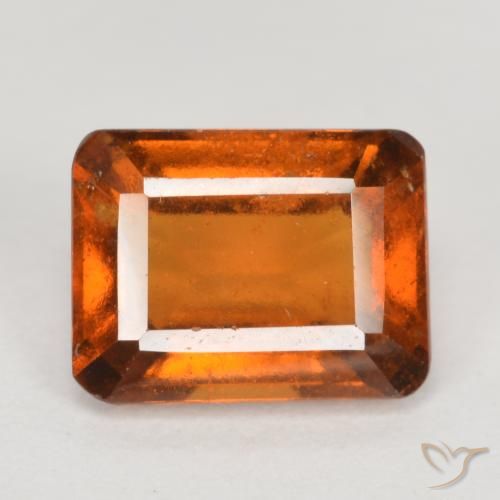 2.24ct طبيعي برتقالى داكن-متوسط عقيق هيسونيت, قص الزمرد, VS-SI