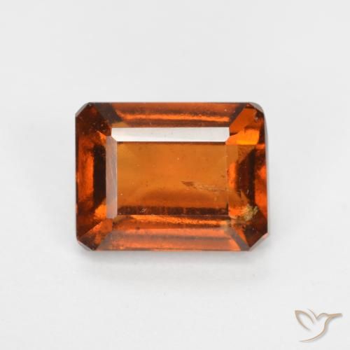 2.28ct طبيعي برتقالى غامق عقيق هيسونيت, قص الزمرد, SI