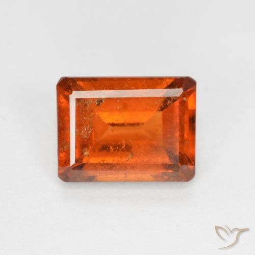 1.98ct طبيعي برتقالى متوسط عقيق هيسونيت, قص الزمرد, SI