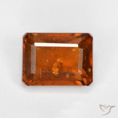 2.31ct طبيعي برتقالى كهرمانى عقيق هيسونيت, قص الزمرد, SI