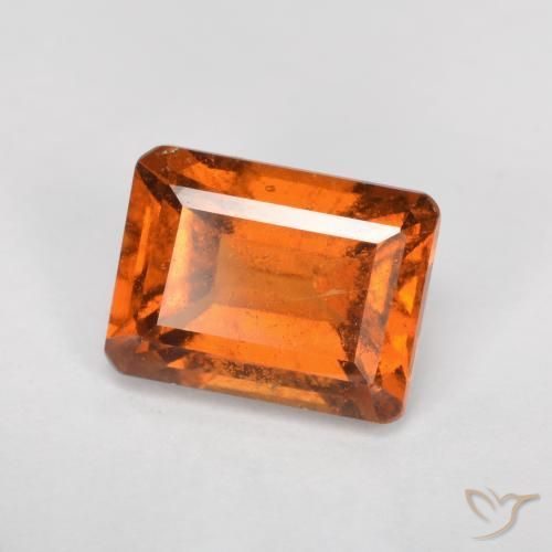2.27ct طبيعي برتقالى غامق عقيق هيسونيت, قص الزمرد, SI