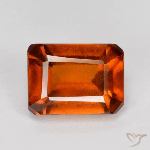 1.57ct طبيعي برتقالى نارى عقيق هيسونيت, قص الزمرد, VS-SI