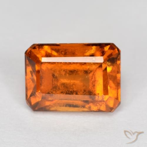 1.48ct طبيعي برتقالى داكن-متوسط هيسونيت غارنيت, قص الزمرد, SI