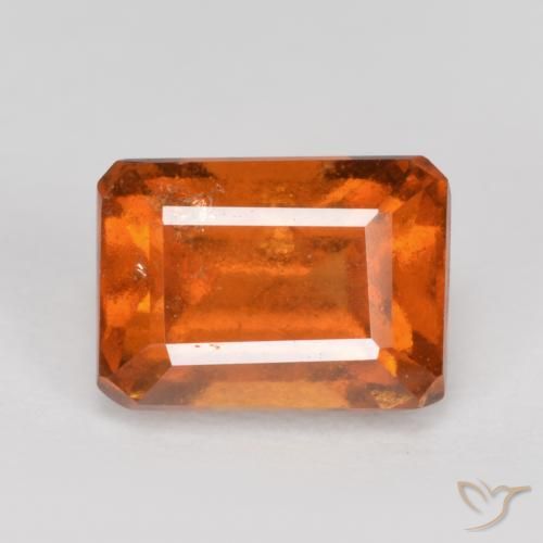 1.76ct طبيعي برتقالى غامق عقيق هيسونيت, قص الزمرد, SI