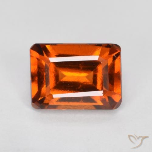 1.38ct طبيعي برتقالى كهرمانى هيسونيت غارنيت, قص الزمرد, VVS-VS