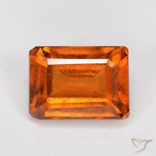 1.59ct طبيعي برتقالى متوسط عقيق هيسونيت, قص الزمرد, VS-SI