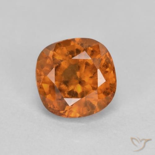 0.87ct طبيعي برتقالى داكن-متوسط هيسونيت غارنيت, وسادة, SI