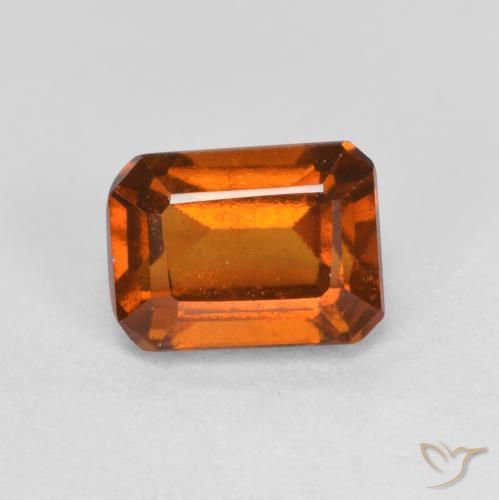 1.60ct طبيعي برتقالى غامق عقيق هيسونيت, قص الزمرد, قليلا جدا