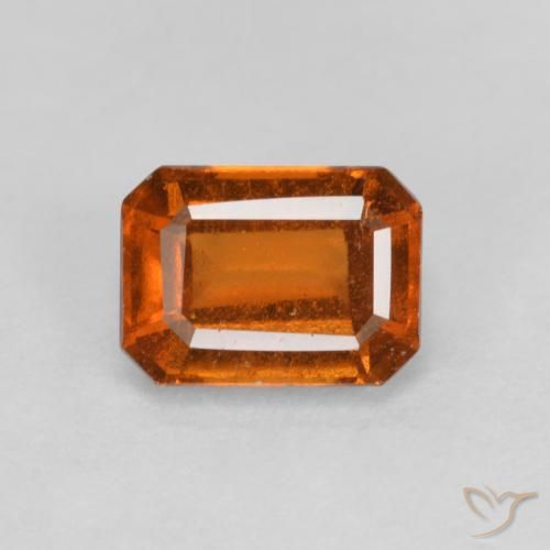 1.41ct طبيعي برتقالى داكن-متوسط عقيق هيسونيت, قص الزمرد, قليلا جدا