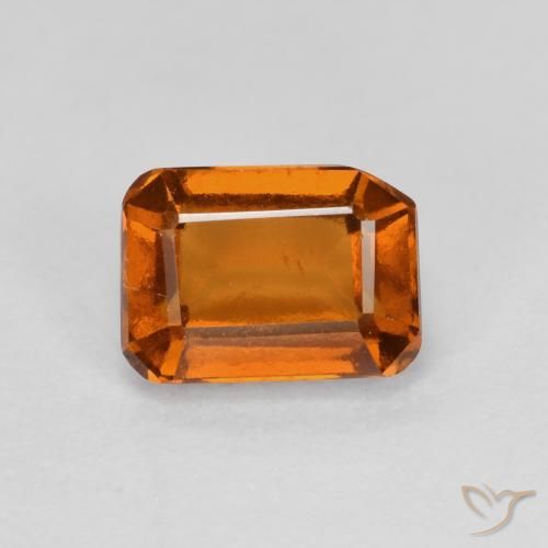 1.44ct طبيعي برتقالى داكن-متوسط عقيق هيسونيت, قص الزمرد, VS-SI
