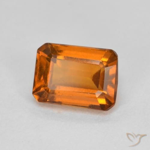 1.42ct طبيعي برتقالى داكن-متوسط عقيق هيسونيت, قص الزمرد, قليلا جدا