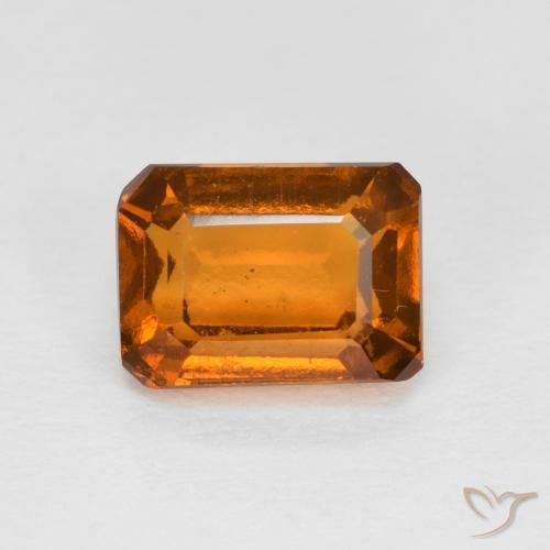 1.48ct طبيعي برتقالى مصفر عقيق هيسونيت, قص الزمرد, قليلا جدا