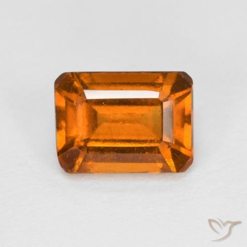 1.44ct طبيعي برتقالى متوسط عقيق هيسونيت, قص الزمرد, قليلا جدا