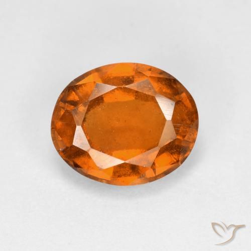 2.48ct طبيعي برتقالى داكن-متوسط عقيق هيسونيت, بيضوي, قليلا جدا