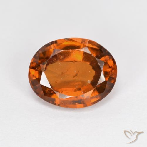 2.14ct طبيعي برتقالى داكن-متوسط عقيق هيسونيت, بيضوي, قليلا جدا