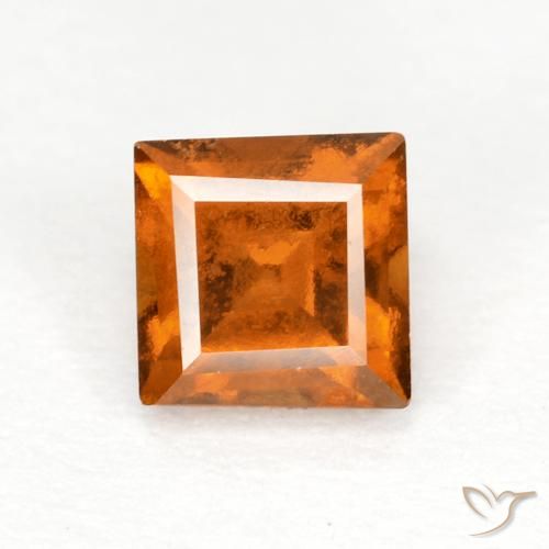 0.90ct طبيعي برتقالى غامق هيسونيت غارنيت, مربع, قليلا جدا