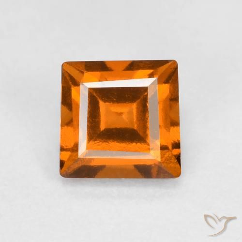 0.97ct طبيعي برتقالى داكن-متوسط هيسونيت غارنيت, مربع, قليلا جدا