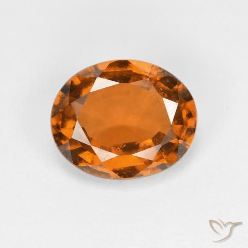 2.03ct طبيعي برتقالى مصفر عقيق هيسونيت, بيضوي, قليلا جدا