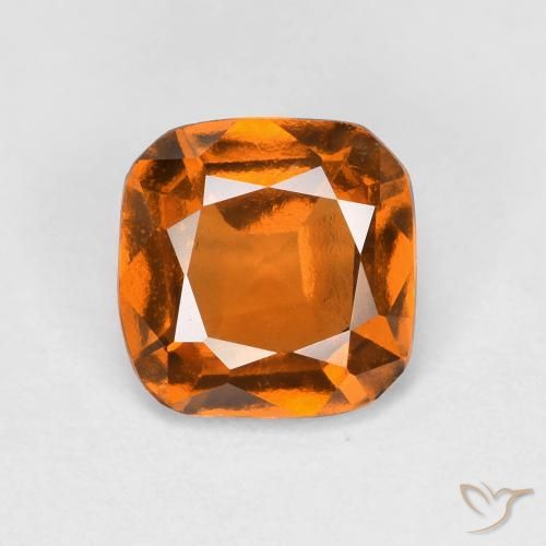 1.38ct طبيعي برتقالى مصفر عقيق هيسونيت, قص الزمرد, قليلا جدا