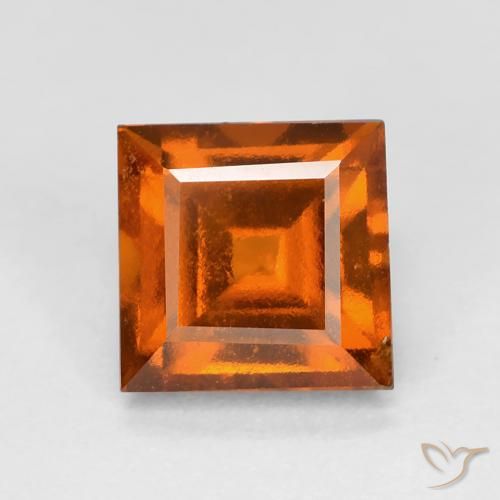2.04ct طبيعي برتقالى داكن-متوسط عقيق هيسونيت, مربع, قليلا جدا