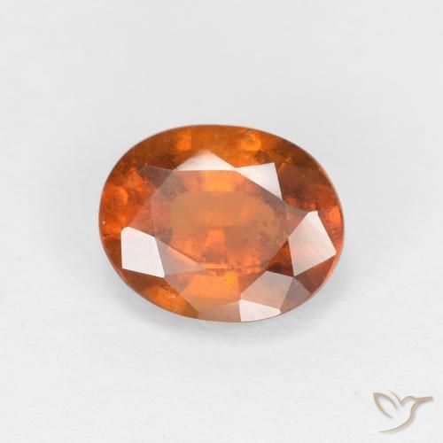 1.24ct طبيعي برتقالى غامق عقيق هيسونيت, بيضوي, قليلا جدا, Photo A