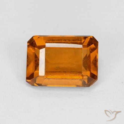 1.29ct طبيعي برتقالى مصفر عقيق هيسونيت, قص الزمرد, قليلا جدا