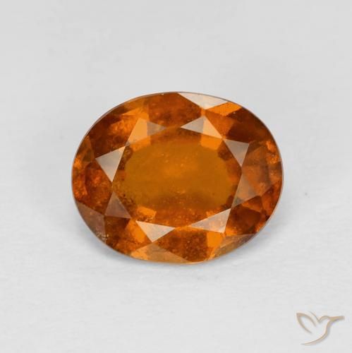 2.35ct طبيعي Medium Dark-Orange عقيق هيسونيت, بيضوي, قليلا جدا