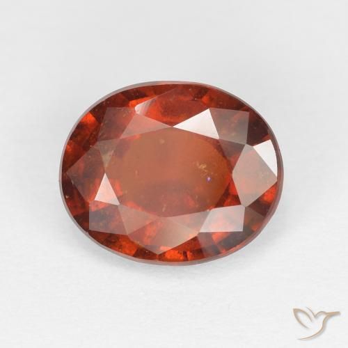 2.05ct طبيعي أحمر متوسط عقيق هيسونيت, بيضوي, قليلا جدا