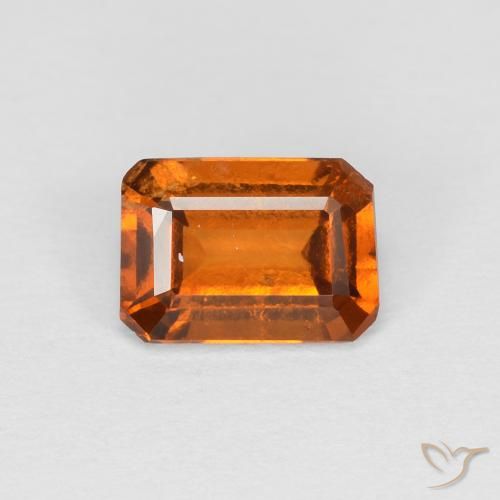 1.11ct طبيعي برتقالى غامق عقيق هيسونيت, قص الزمرد, قليلا جدا