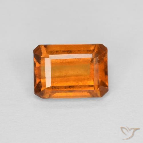 1.25ct طبيعي برتقالى مصفر عقيق هيسونيت, قص الزمرد, قليلا جدا