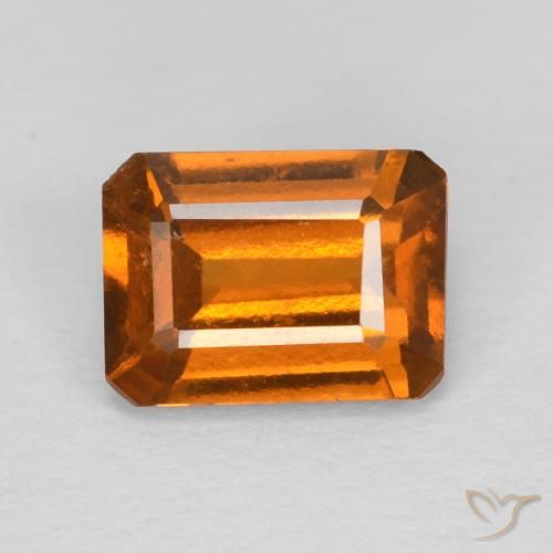 1.18ct طبيعي برتقالى غامق عقيق هيسونيت, قص الزمرد, قليلا جدا