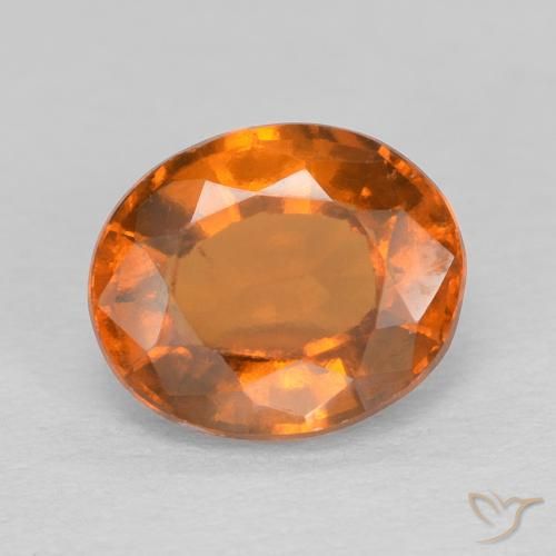 1.52ct طبيعي برتقالى غامق عقيق هيسونيت, بيضوي, VVS-VS