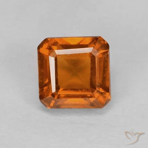 1.00ct طبيعي برتقالى غامق عقيق هيسونيت, قص الزمرد, VVS-VS
