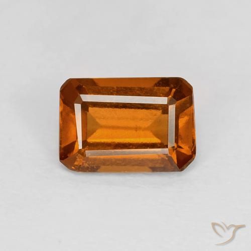 1.06ct طبيعي Medium Dark-Orange عقيق هيسونيت, قص الزمرد, VVS-VS