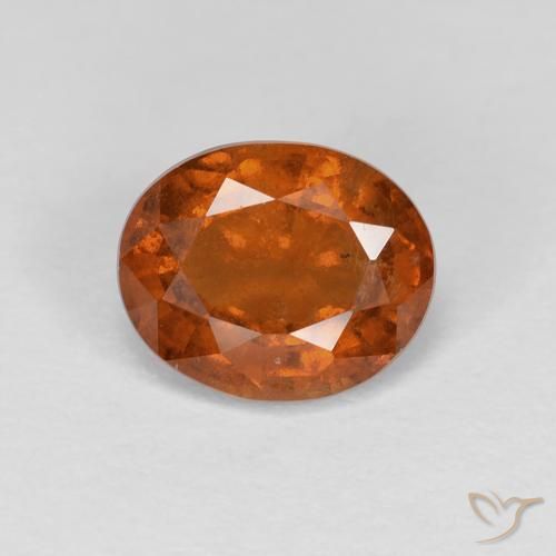 1.49ct طبيعي برتقالى كهرمانى عقيق هيسونيت, بيضوي, قليلا جدا