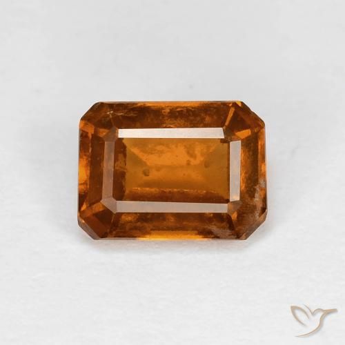 1.27ct طبيعي برتقالى غامق عقيق هيسونيت, قص الزمرد, قليلا جدا