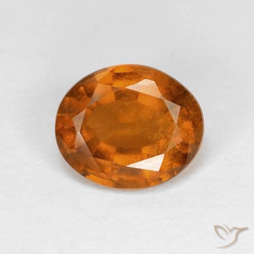 2.07ct طبيعي برتقالى مصفر عقيق هيسونيت, بيضوي, قليلا جدا
