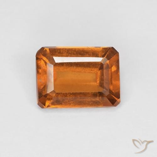 1.08ct طبيعي برتقالى مصفر عقيق هيسونيت, قص الزمرد, VVS-VS