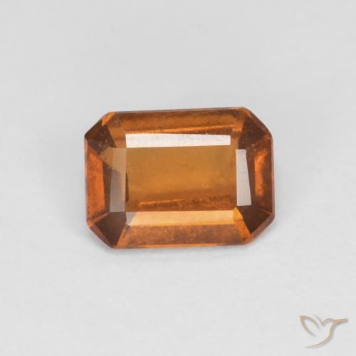 0.99ct طبيعي برتقالى غامق عقيق هيسونيت, قص الزمرد, قليلا جدا