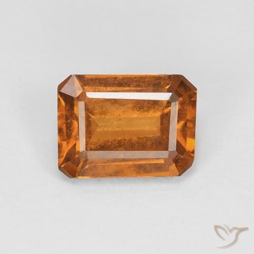 1.10ct طبيعي برتقالى غامق عقيق هيسونيت, قص الزمرد, قليلا جدا