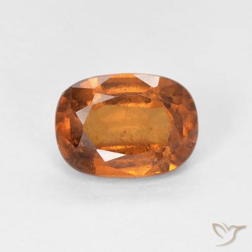 1.15ct طبيعي Medium Dark-Orange عقيق هيسونيت, وسادة, قليلا جدا