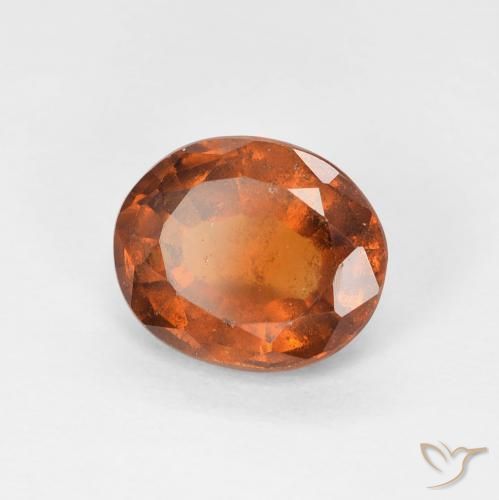 هيسونيت غارنيت Medium Dark-Orange طبيعي، بيضوي، 1.75 قيراط، قليلا جدا