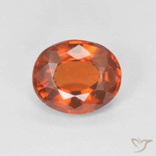 عقيق هيسونيت Medium Dark-Orange طبيعي، بيضوي، 1.74 قيراط، قليلا جدا