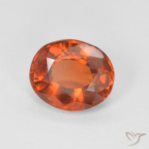 عقيق هيسونيت Medium Dark-Orange طبيعي، بيضوي، 1.74 قيراط، قليلا جدا