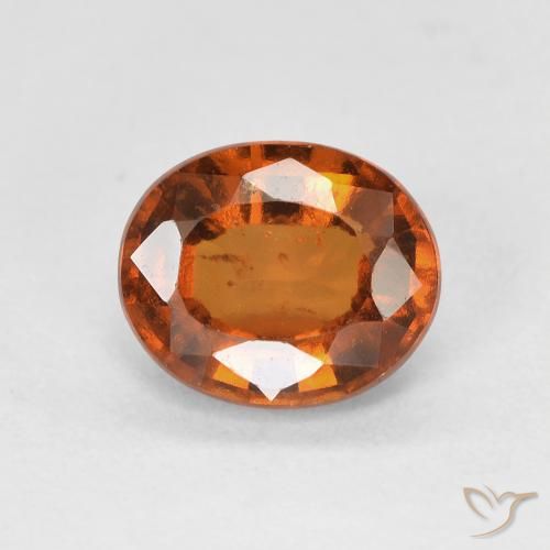 عقيق هيسونيت Medium Dark-Orange طبيعي، بيضوي، 1.45 قيراط، قليلا جدا