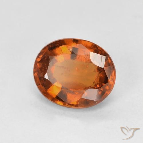 عقيق هيسونيت Medium Dark-Orange طبيعي، بيضوي، 1.45 قيراط، قليلا جدا