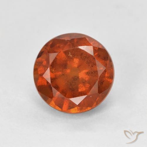 2.06ct طبيعي برتقالى محمر عقيق هيسونيت, دائري, قليلا جدا