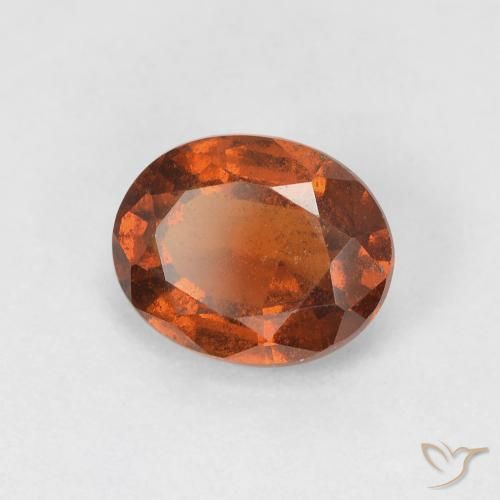 عقيق هيسونيت Medium Dark-Orange طبيعي، بيضوي، 1.67 قيراط، قليلا جدا