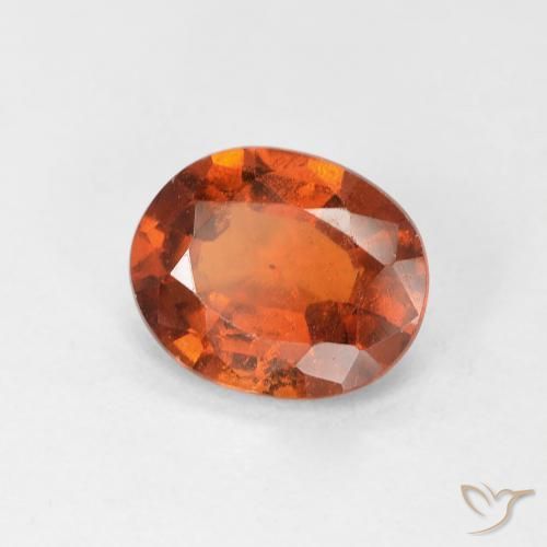 هيسونيت غارنيت Medium Dark-Orange طبيعي، بيضوي، 1.39 قيراط، قليلا جدا